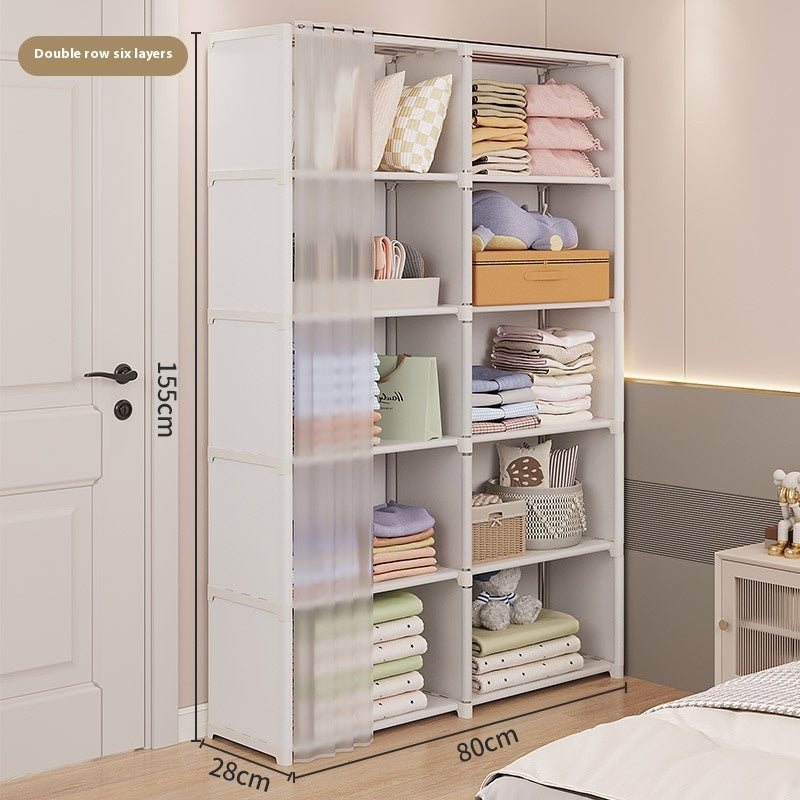 Dust-proof Wardrobe Household Bedroom Storage Cabinet Combination Locker Small Wardrobe Storage Rack