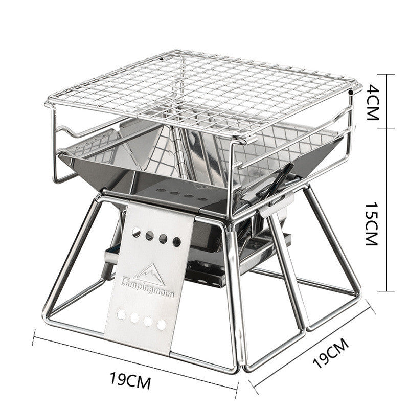 Portable Stainless Steel BBQ Grill Non-stick Surface Folding Barbecue Grill Outdoor Camping Picnic Tool