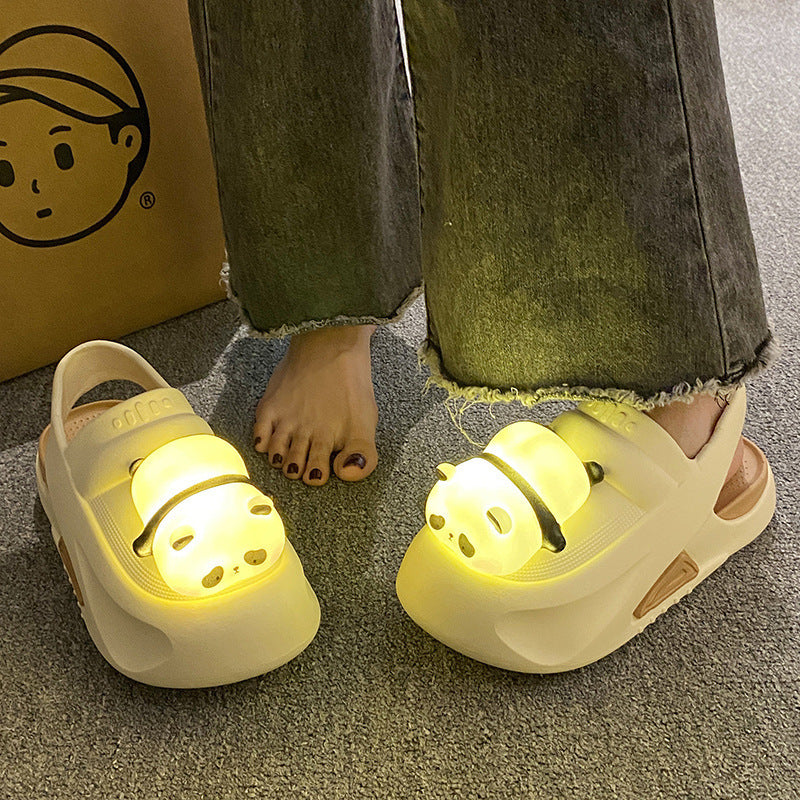 2024 Cute Slipper With Panda Lamp Summer Sandales Femme Light Funny Woman Slippers Shoes Women