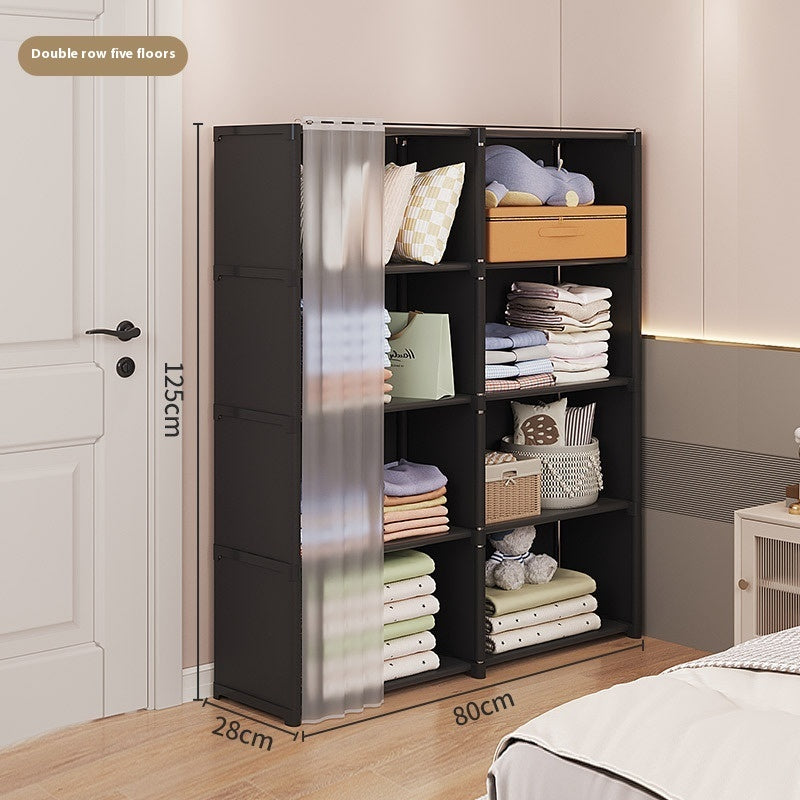 Dust-proof Wardrobe Household Bedroom Storage Cabinet Combination Locker Small Wardrobe Storage Rack