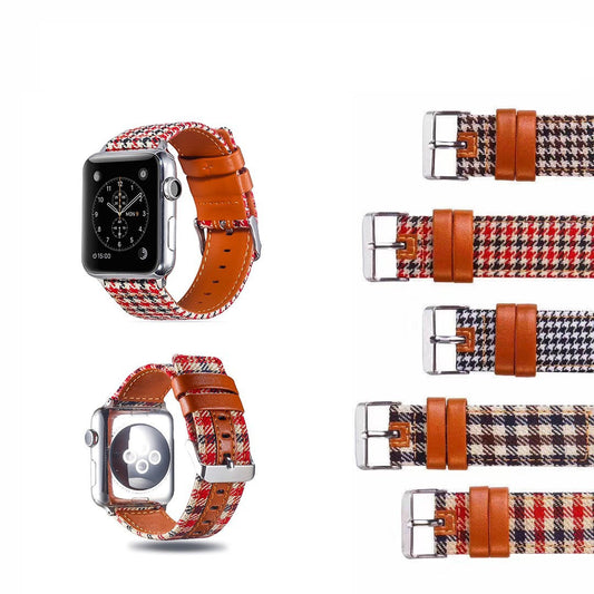 Hot Sale Houndstooth Canvas Leather Strap