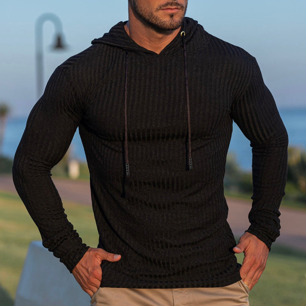 Men's Fashion Casual Slim Fit Knitted Long Sleeve Hoodie