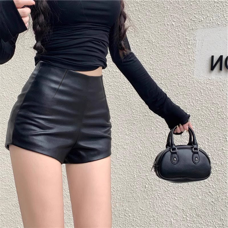 Sheath Leather Pants Sexy Temperament Hot Girls Wear New High Waist Shorts