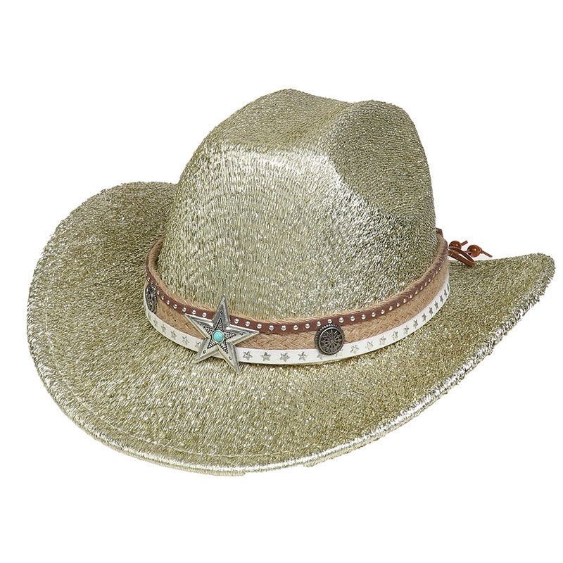 Festival Party Gathering Silver Western Denim Fedora Hat Felt