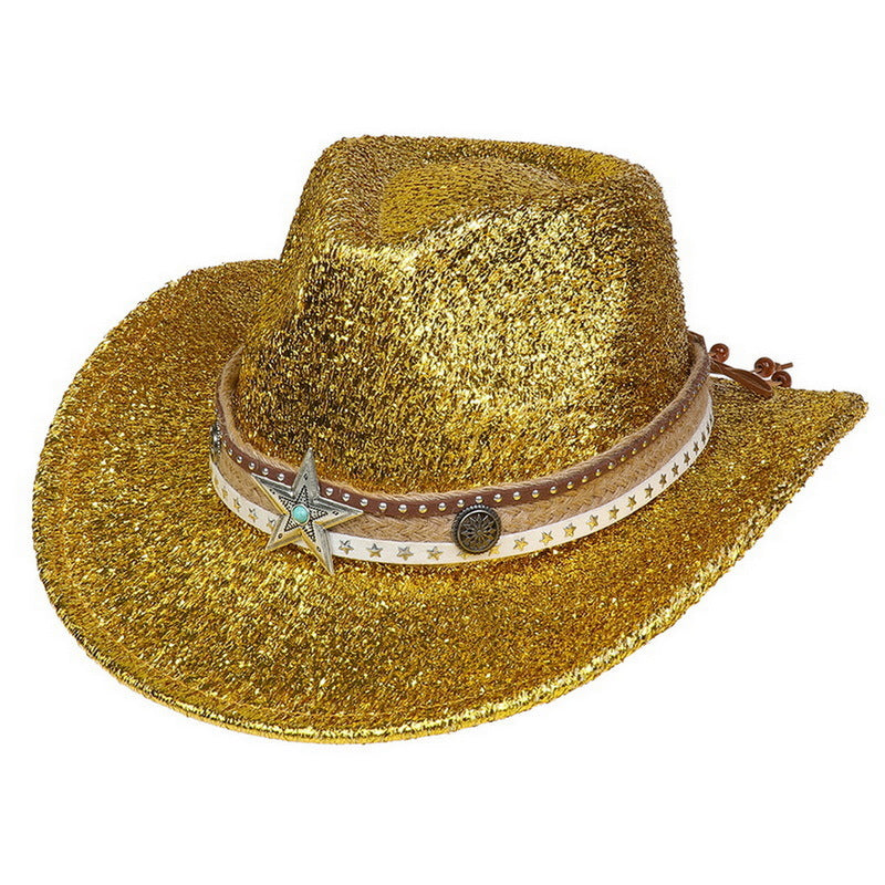 Festival Party Gathering Silver Western Denim Fedora Hat Felt