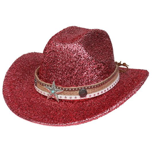 Festival Party Gathering Silver Western Denim Fedora Hat Felt