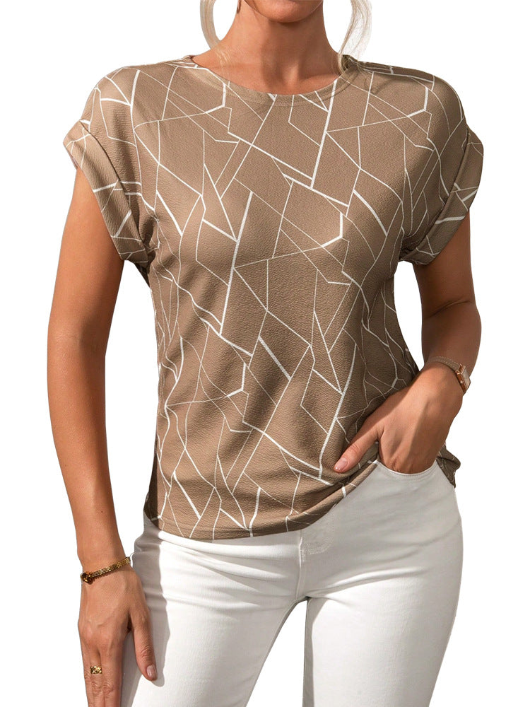 Short Sleeve Women's Printed Wear Fashion Round Neck