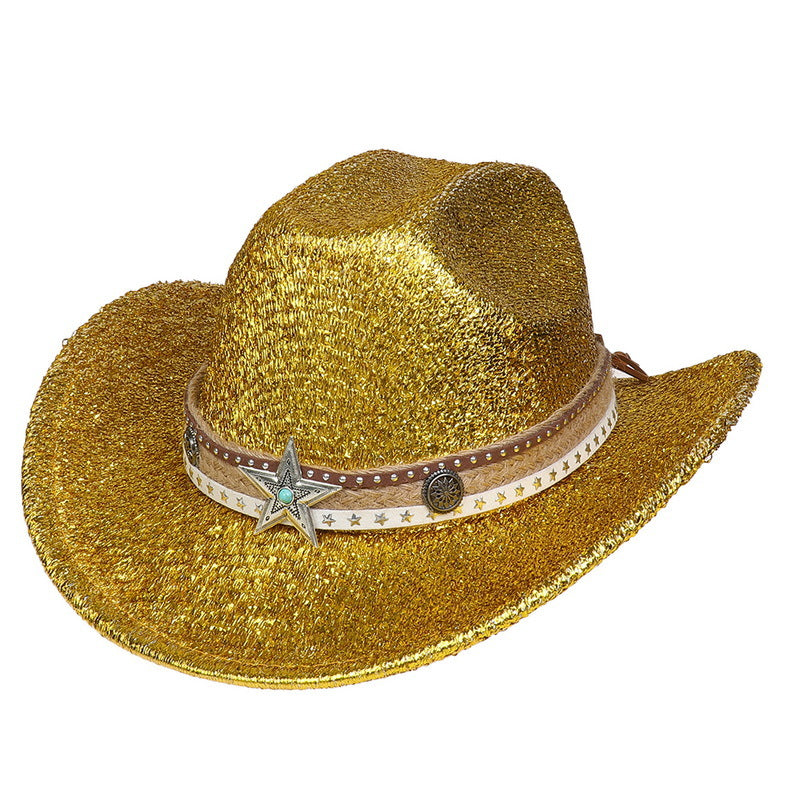 Festival Party Gathering Silver Western Denim Fedora Hat Felt