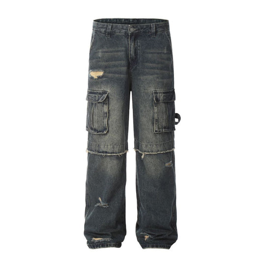 Punk Ripped Cargo Jeans Men's Clothing