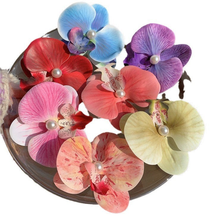 High-end Atmosphere Butterfly Orchid Side Clip Grip Flowers Hair Styling Clip