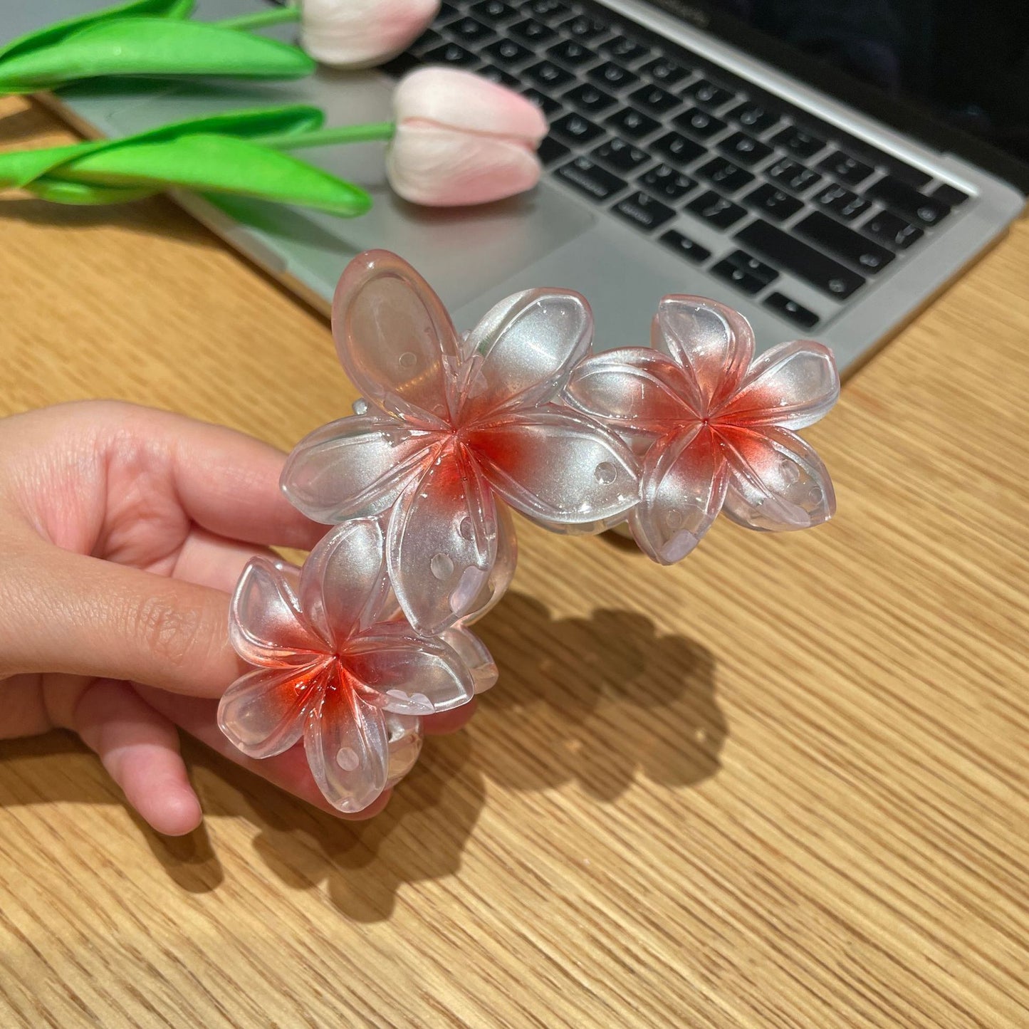 Stereo Color Plumeria Rubra Large Hair Clip