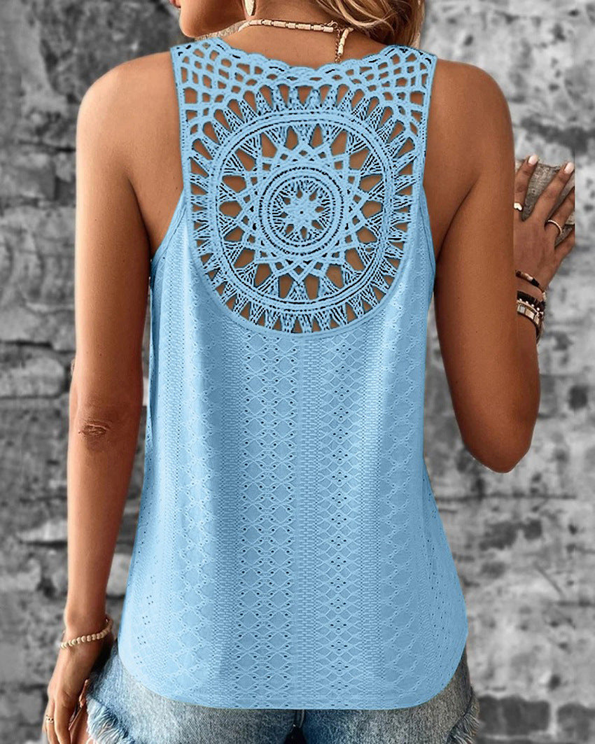 Women's Back Hollow Lace T-shirt