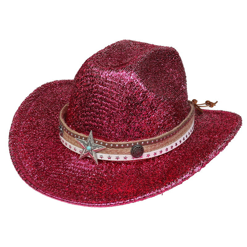 Festival Party Gathering Silver Western Denim Fedora Hat Felt