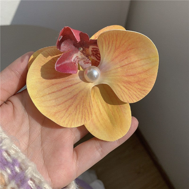 High-end Atmosphere Butterfly Orchid Side Clip Grip Flowers Hair Styling Clip