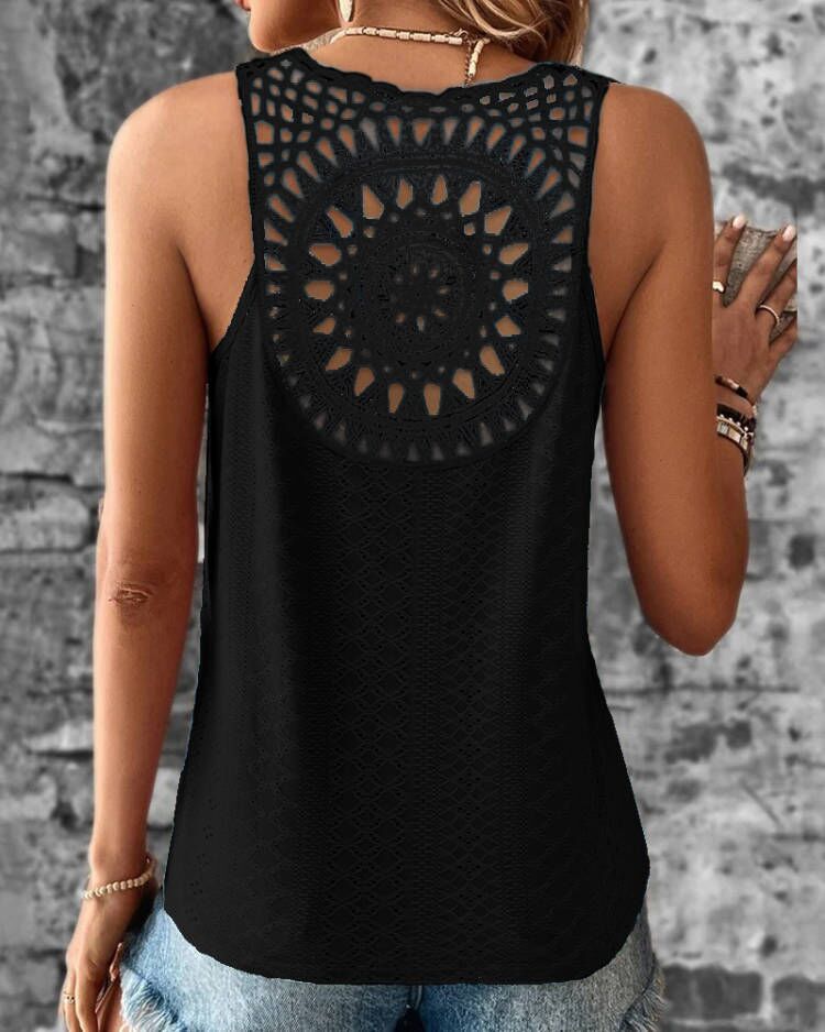 Women's Back Hollow Lace T-shirt