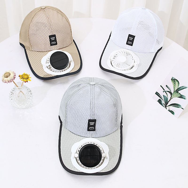 Solar Charging Belt Fan Hat Men And Women Breathable Mesh Sun Protection