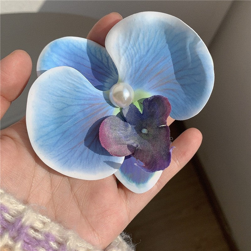 High-end Atmosphere Butterfly Orchid Side Clip Grip Flowers Hair Styling Clip