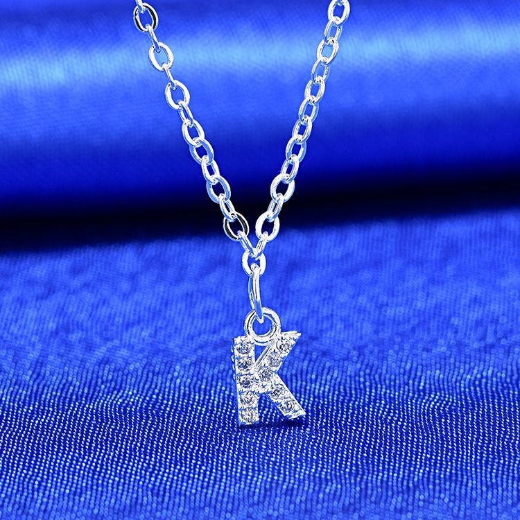 925 Rhinestone 26 Letter Necklace Minimalist Design