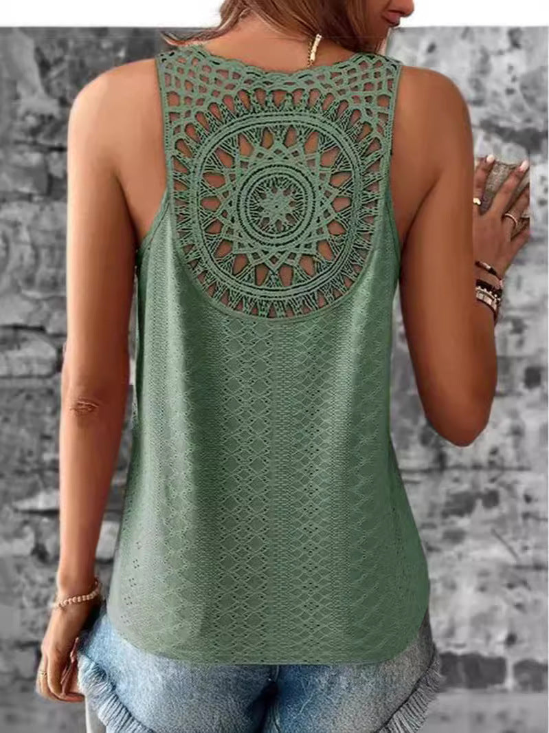 Women's Back Hollow Lace T-shirt