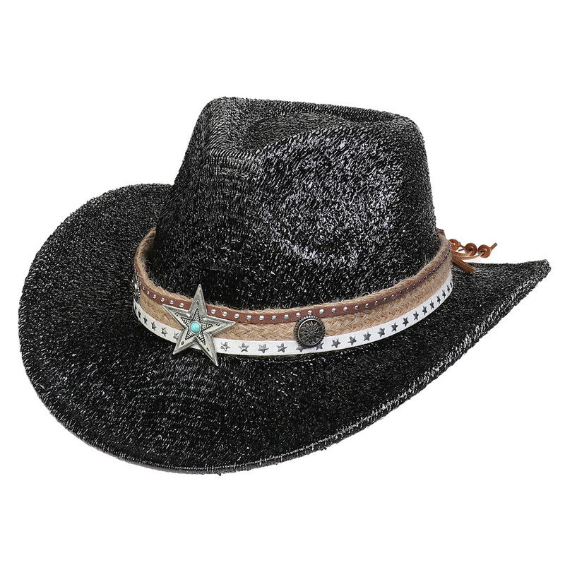 Festival Party Gathering Silver Western Denim Fedora Hat Felt