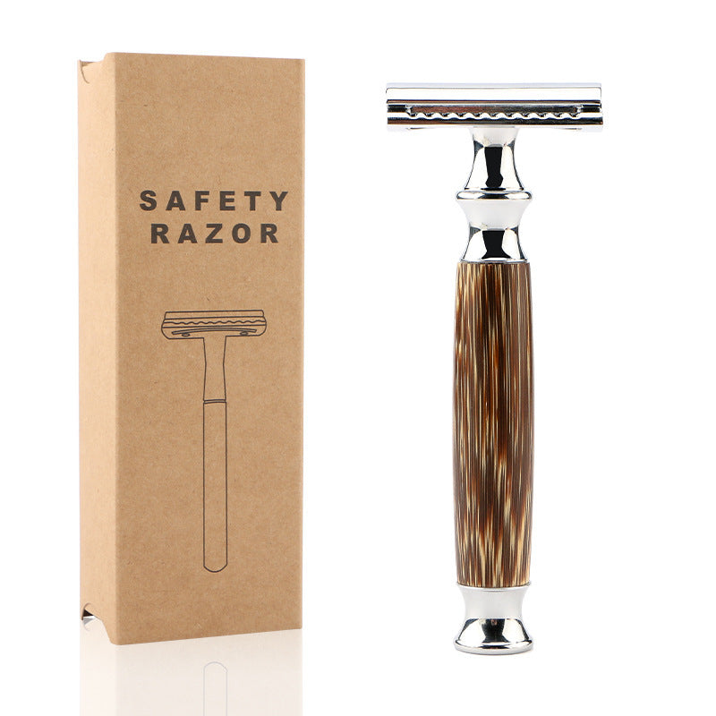 Rust-proof metal safety razor with bamboo handle