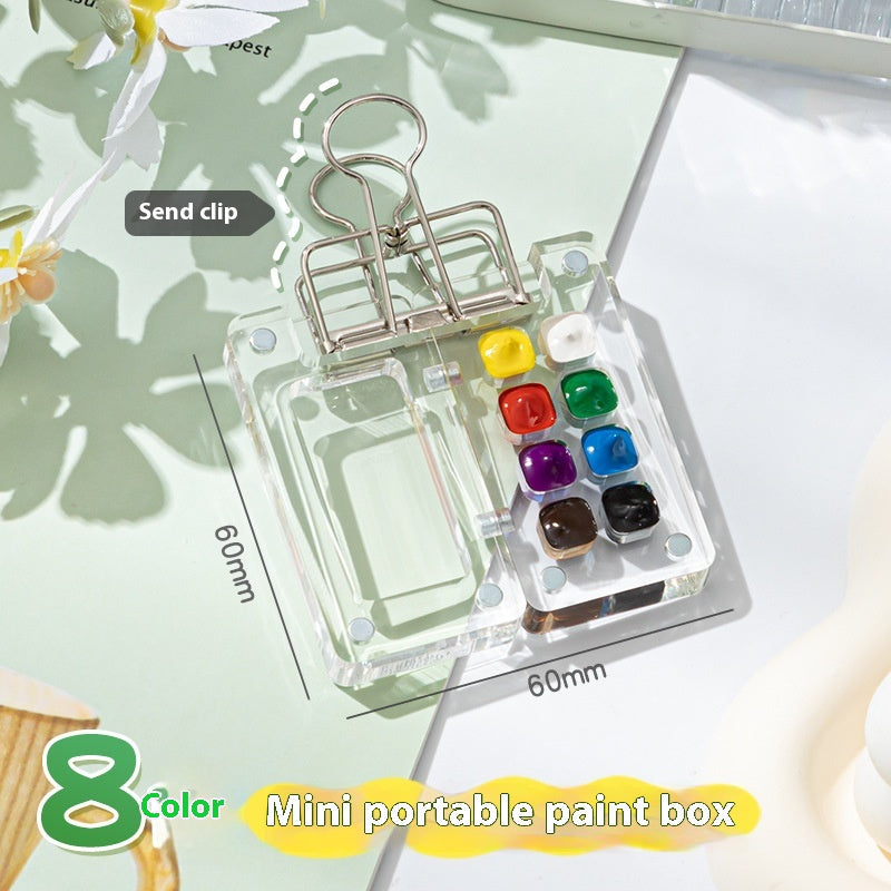 Mini Watercolor Color Box Acrylic Box Portable Portable Journal Book Sketch Travel Painting Picture Book