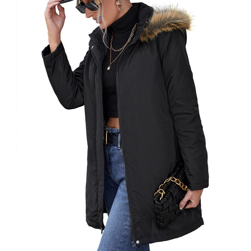 Casual Hooded Mid-length Trench Coat