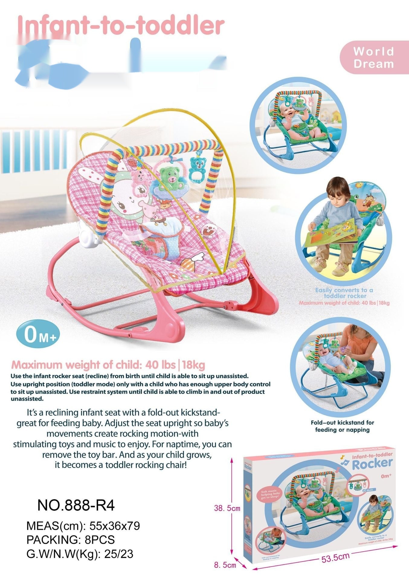 Baby Rocking Chair Baby Rocking Bed Portable Foldable Coax With Mosquito Net