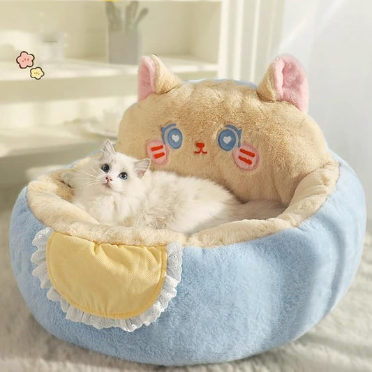 Cute Cat Bed For Indoor Cute Cat Dog Bed Tent With Removable Washable Cushioned Cat Cave Dog Bed Calming Fluffy Plush Dog Bed Puppy Bed Hug Sleep Cuddle Pet Bed