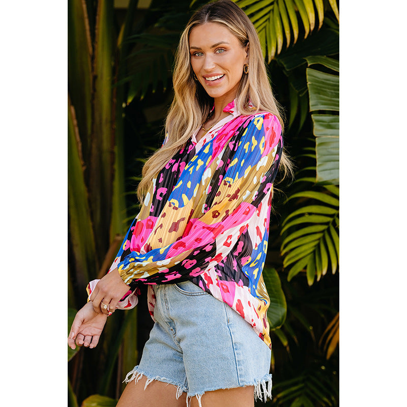 New Printed Pullover Chiffon Shirt Women