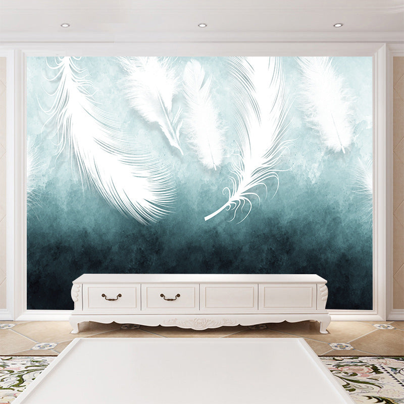 White Feather Mural Living Room Self Adhesive PVC Wallpaper