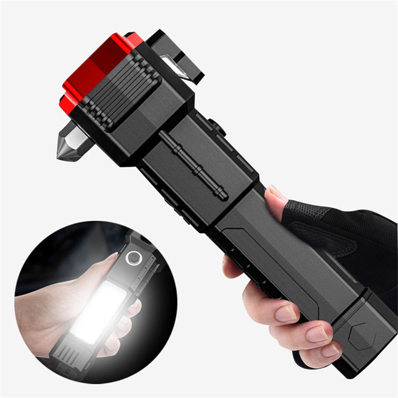 Car Safety Hammer Multifunctional Charging Power Work Light Emergency Fire Self-rescue Breaking Window Self-defense Flashlight