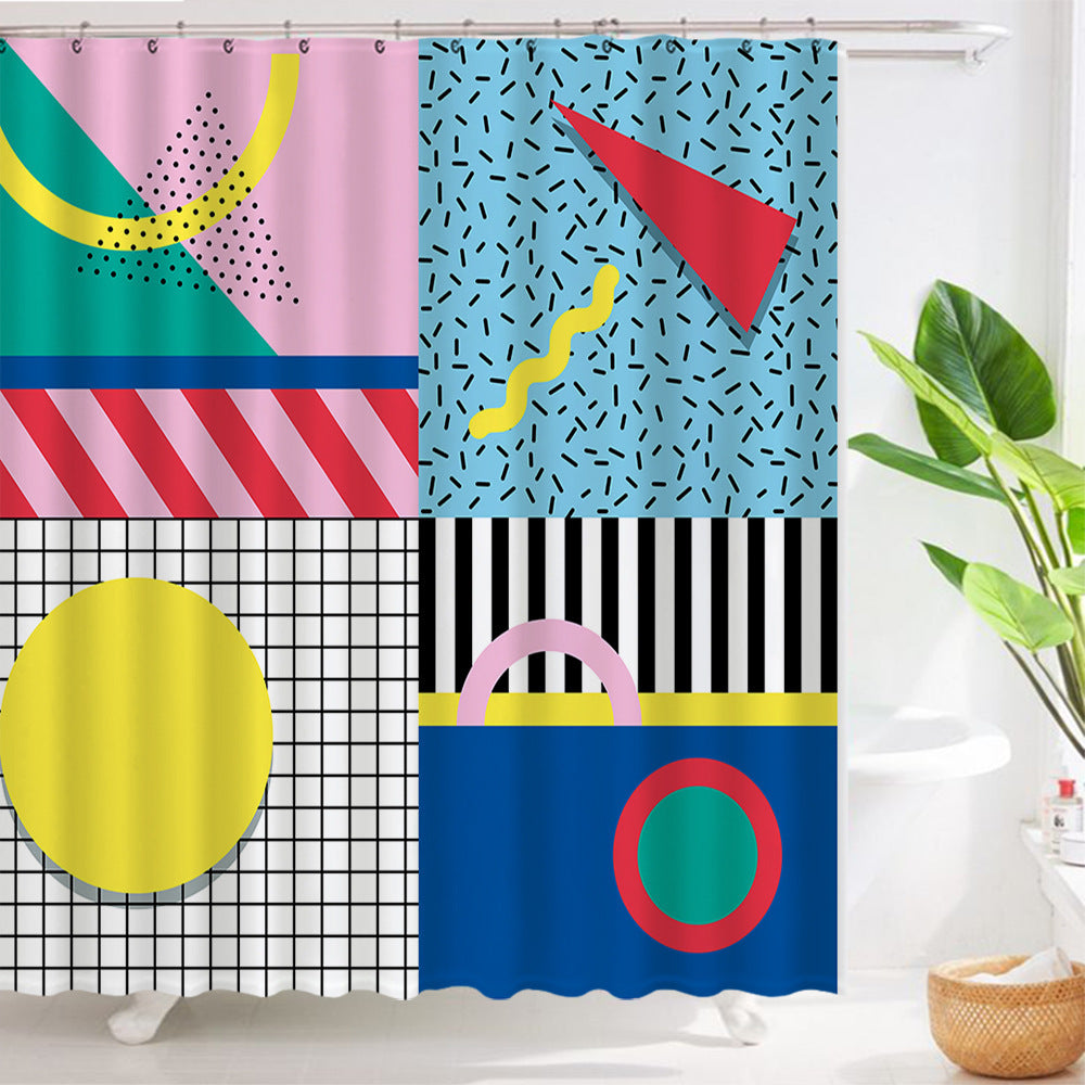 Art Geometric Shower Curtain Waterproof Bathroom Curtain