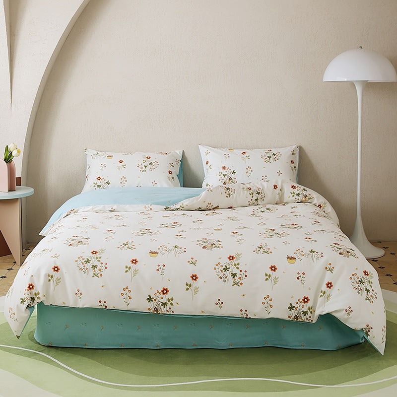 2024 New All-cotton Printed Four-piece Set Bed