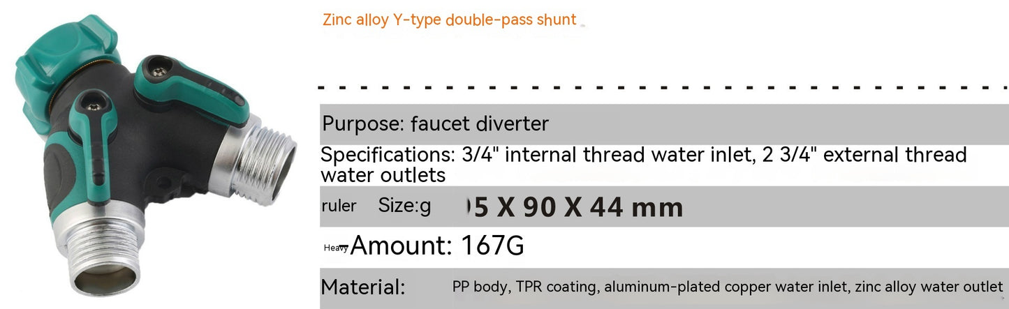 Garden Zinc Copper Alloy 6-point Double Pass Ball Valve Diverter