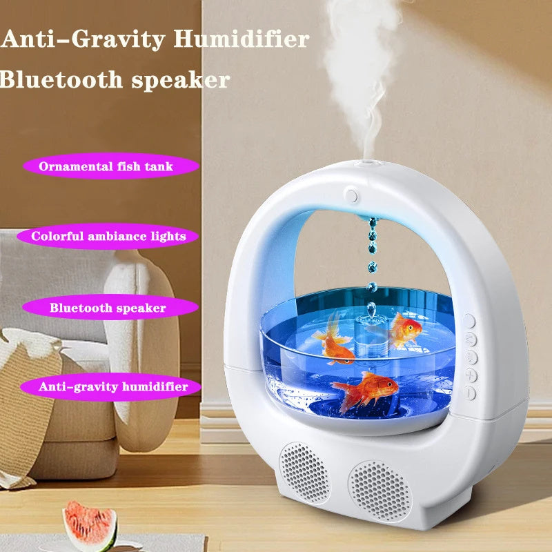 3 In 1 Anti-Gravity Humidifier Multifunctional Aromatherapy Machine Bluetooth Speaker Fish Tank Ambient Light