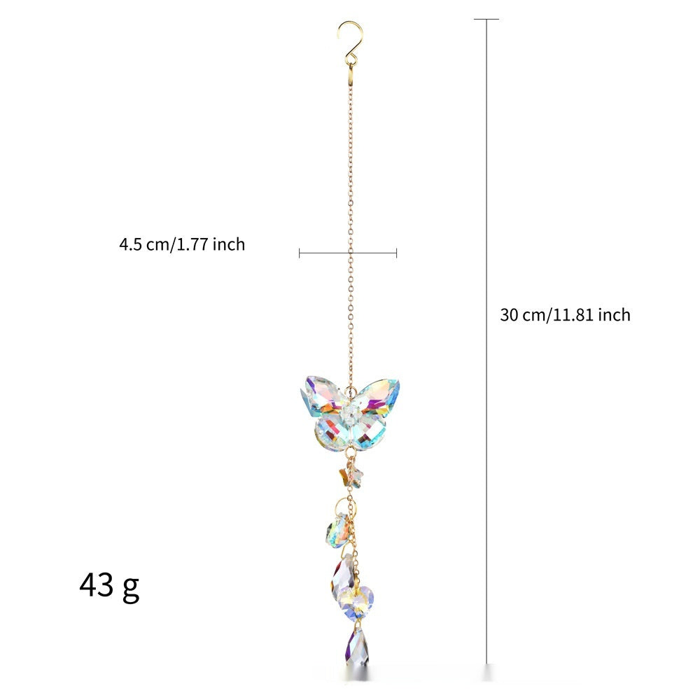 Garden Decoration Window Hanging Hand-knitted Butterfly Dragonfly Crystal Pendant