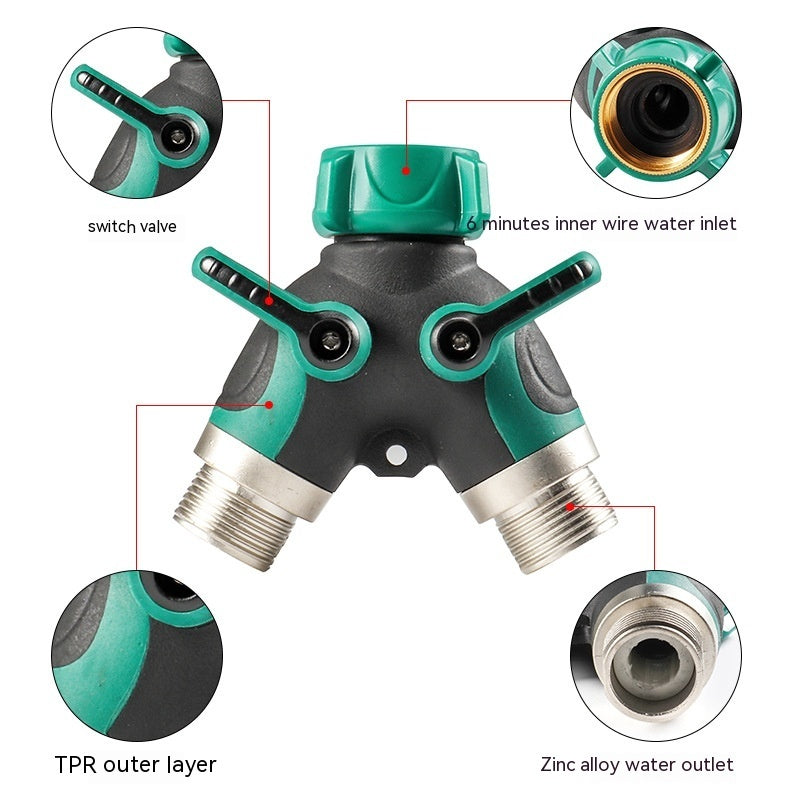 Garden Zinc Copper Alloy 6-point Double Pass Ball Valve Diverter