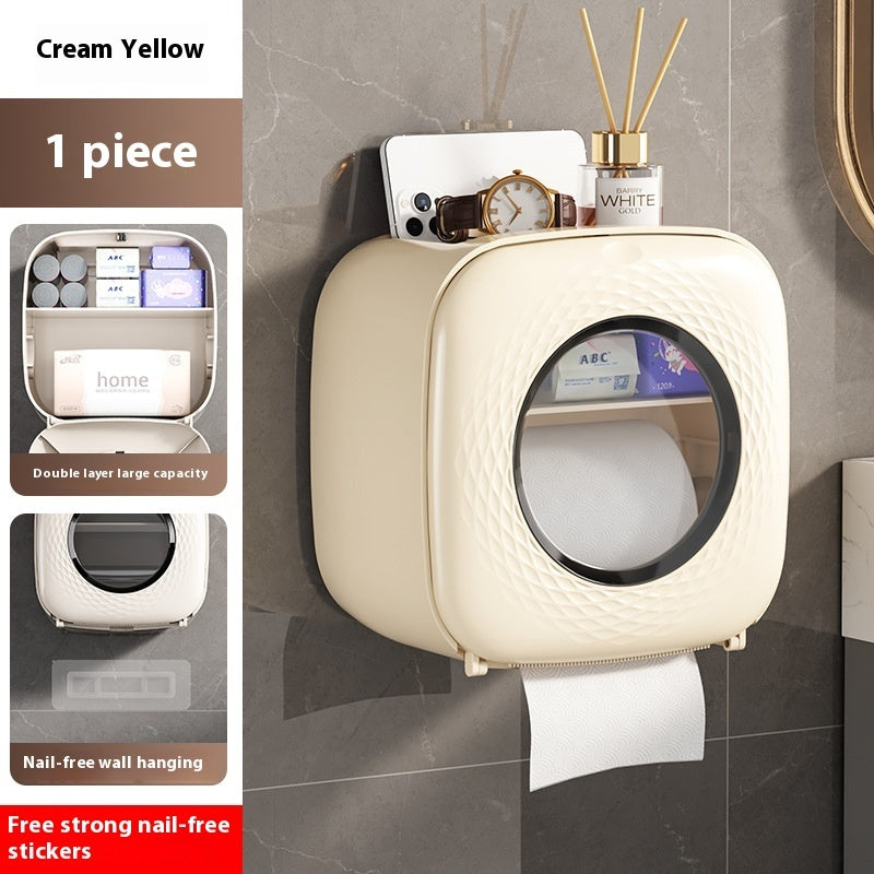 Toilet Tissue Box Toilet Punch-free Wall-mounted Tissue Box