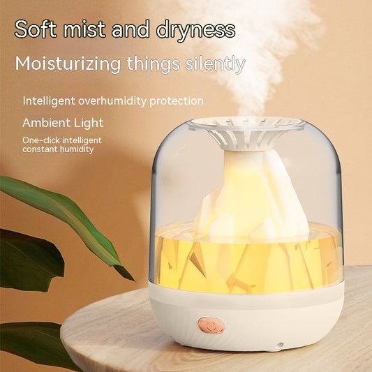 Household Large Capacity Charging Humidifier Flame Aroma Diffuser