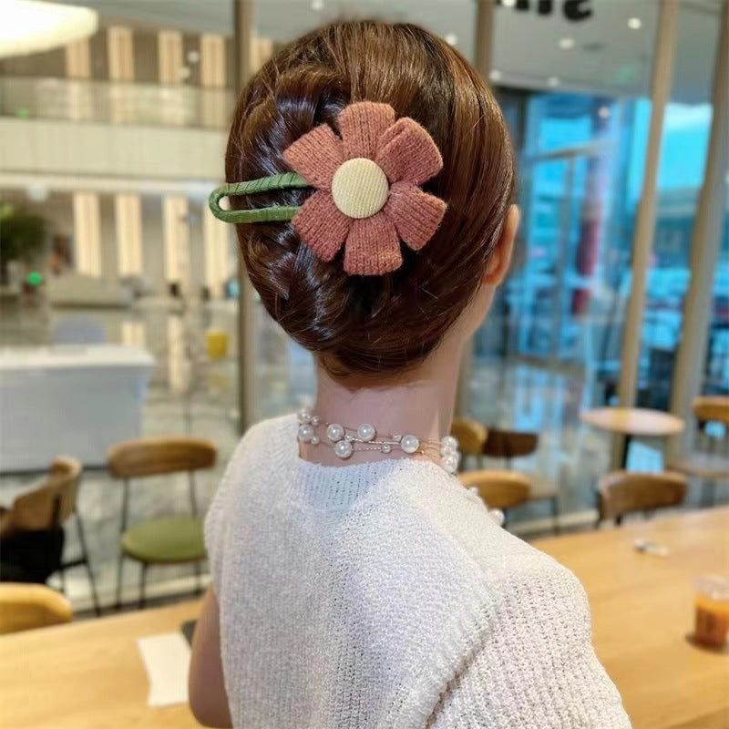 Large Cloth Flower Hairpin Hair Curling At The Back Of The Head High-end Mori Clip