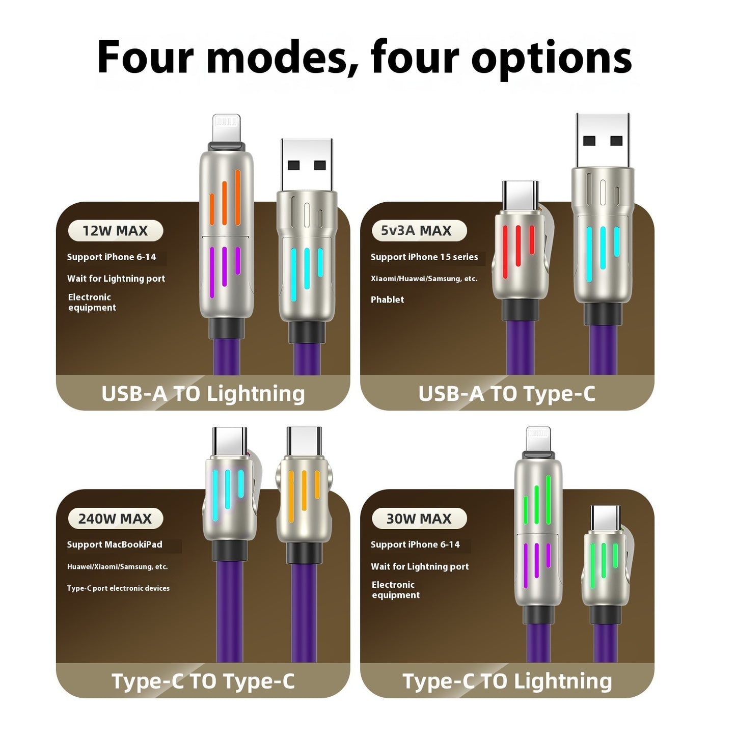 240W Data Cable Fast Charging Two-to-two Charging Cable