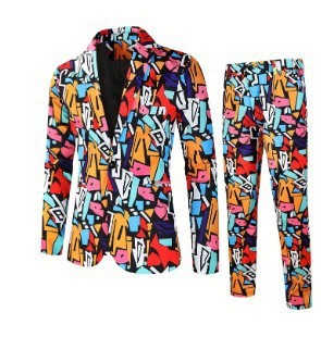 Men's Digital Printing Leisure Suit Outfit Top Pants