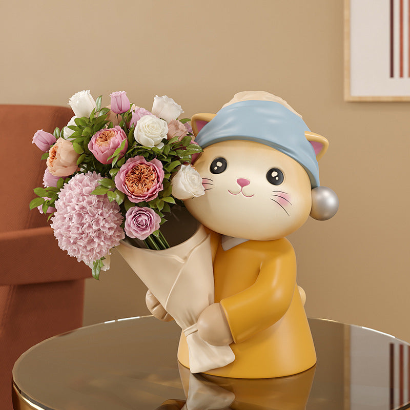 Art Cat Bouquet Vase Decoration Home Decoration