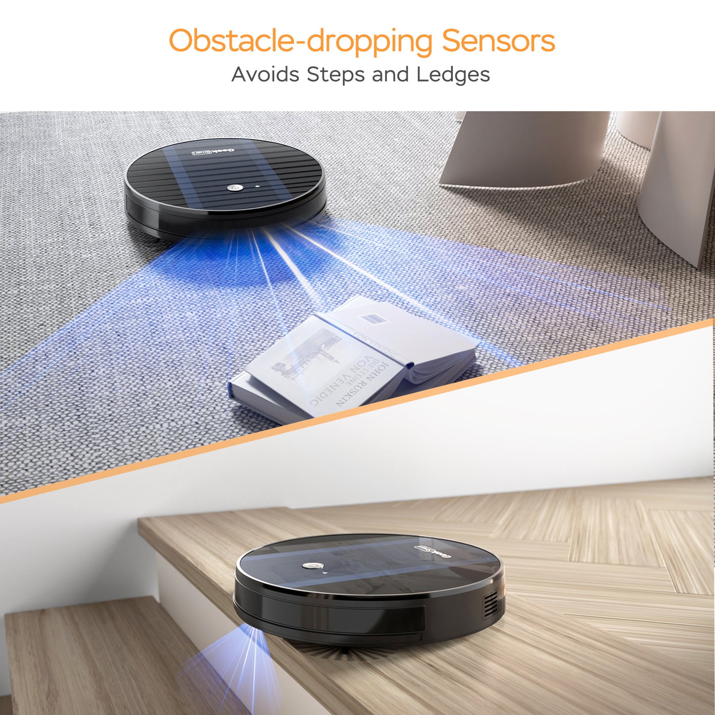 Geek Smart Robot Vacuum Cleaner G6 Plus, Ultra-Thin, 1800Pa Strong Suction, Automatic Self-Charging, Wi-Fi Connectivity, App Control, Custom Cleaning, Great For Hard Floors To Carpets