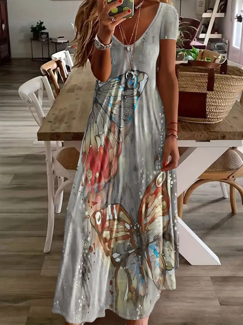 Bohemian Beach Daily Summer Printed Short Sleeve Dress