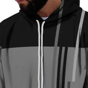 Men's Hooded Printed Sports Plus Size Pullover Sweater